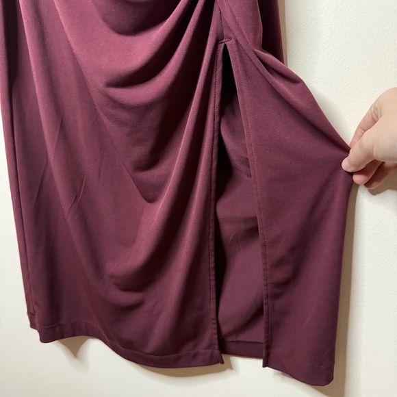 BANANA REPUBLIC FACTORY Tank Style Ruched Merlot Bodycon Cocktail Midi Dress - Picture 4 of 7